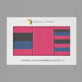 House of Tweed Luxury Mens Bamboo Socks | 3 Pairs Argyle