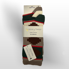 House of Tweed Pure Luxury Mens Bamboo Socks | Khaki 3 Pairs - Just £9.99! Shop now at Warwickshire Clothing. 