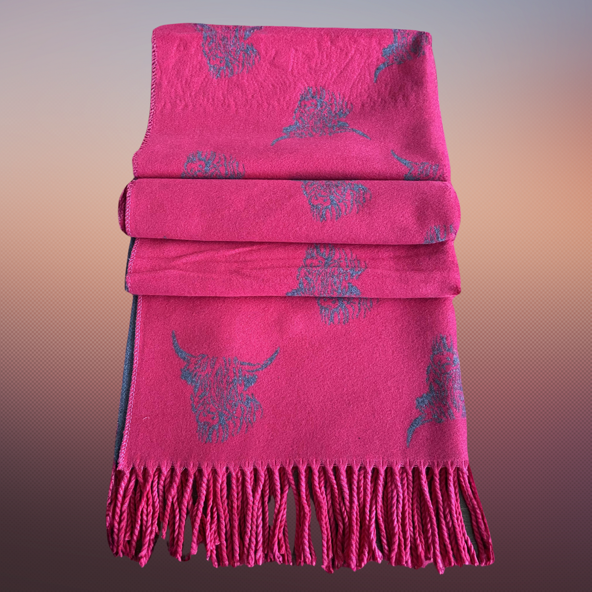 House of Tweed Reversible Highland Cow Print Scarf - Just £14.99! Shop now at Warwickshire Clothing. 