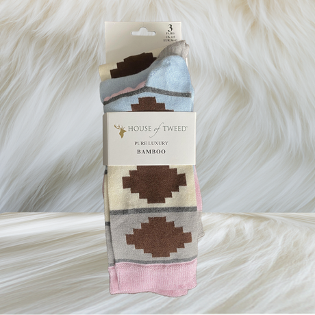 House of Tweed Pure Luxury Womens Bamboo Socks | Pink 3 Pairs - Just £9.99! Shop now at Warwickshire Clothing. 