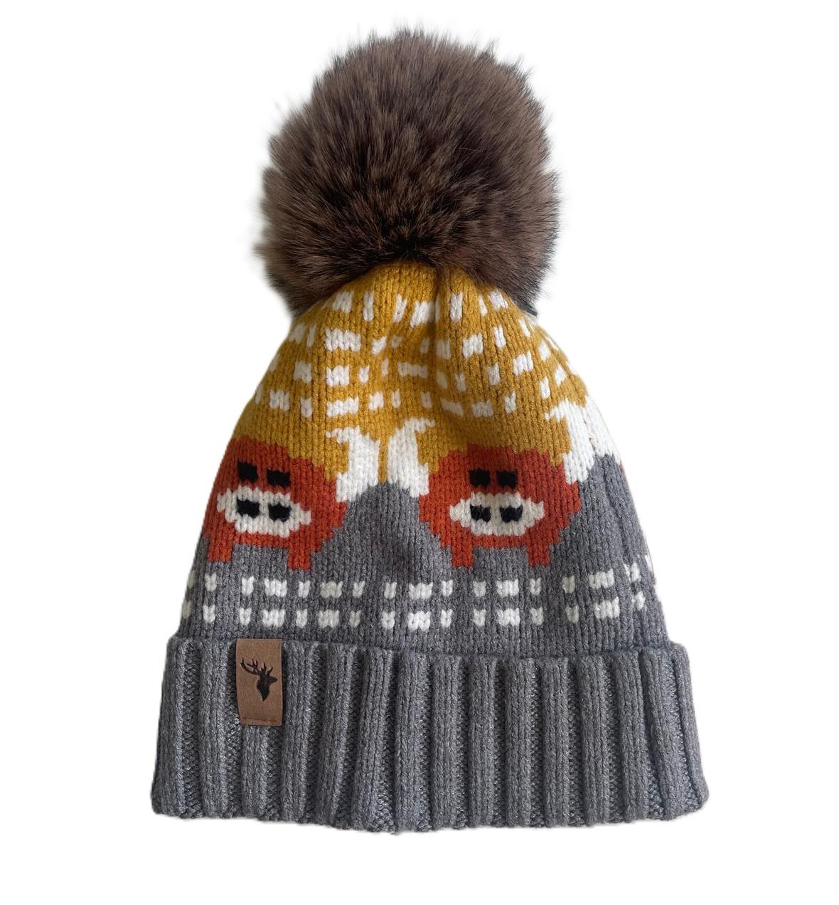 House Of Tweed Luxury Animal Print Pom Pom Beanies