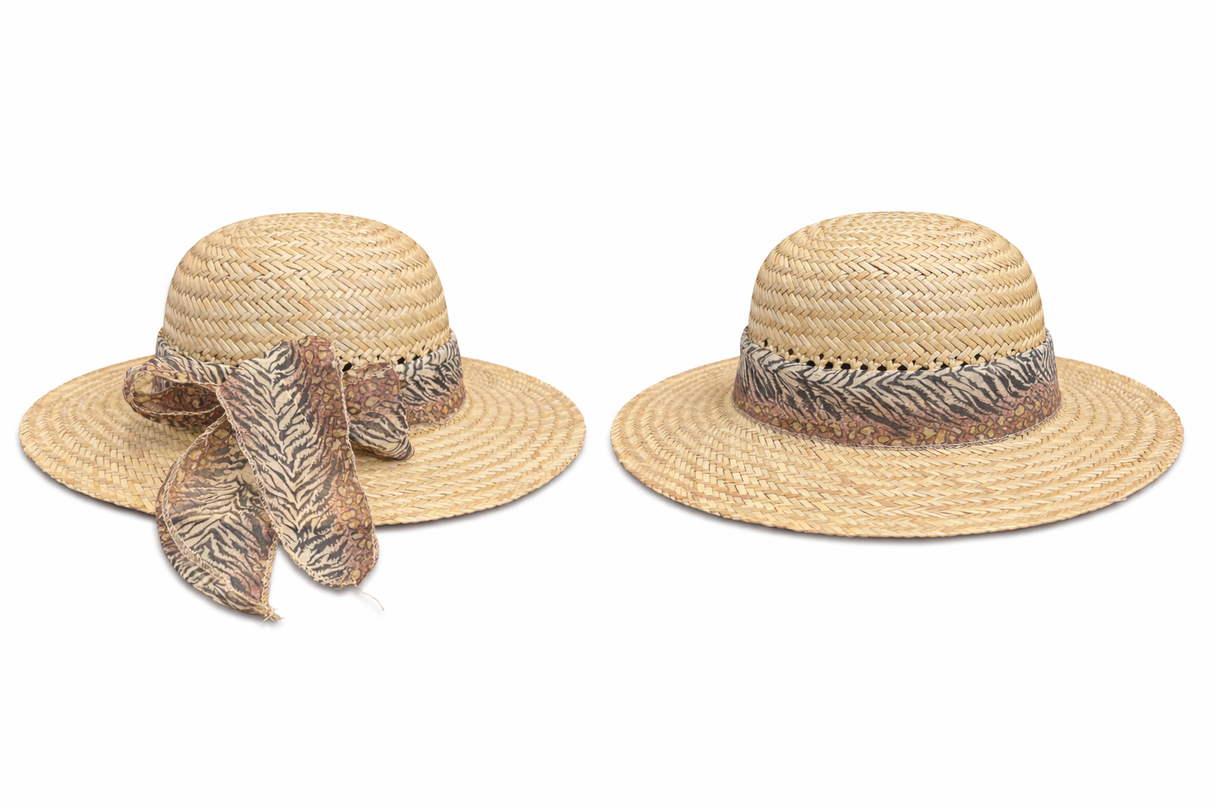 Women's Summer Sun Straw Beach Hat with ribbon