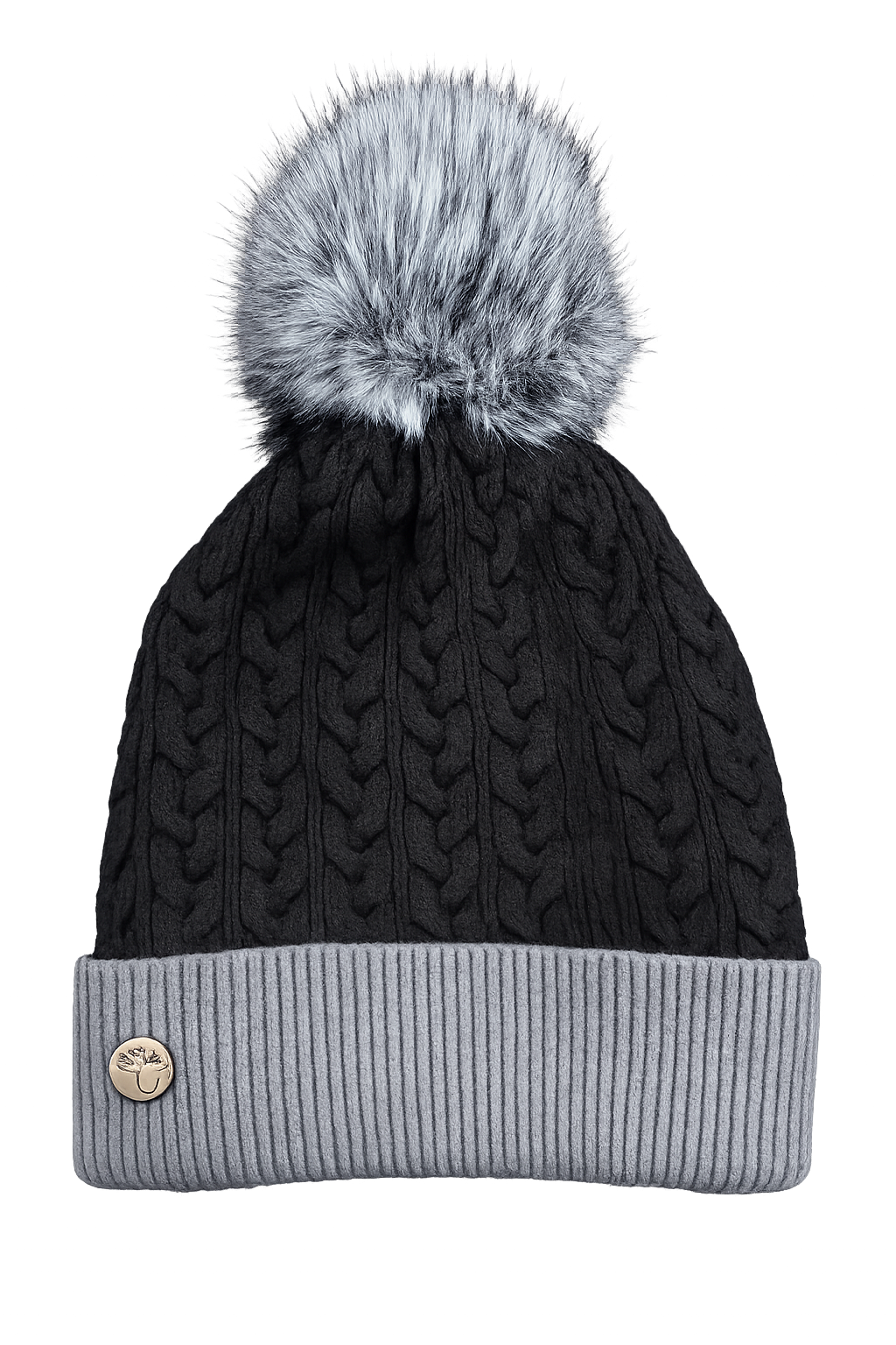 House of Tweed Luxury Plaited Ladies Pom Pom Bobble Beanie Hats