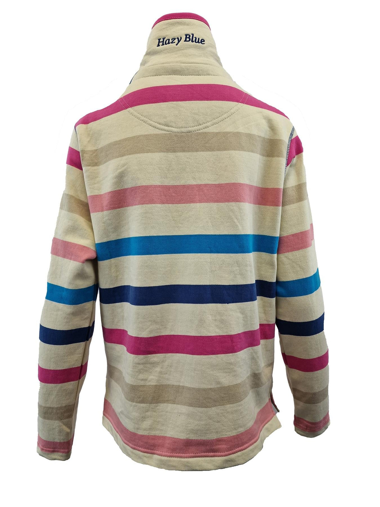 Hazy Blue Katie  Sweatshirt Top Striped Button Navy Pink - Premium clothing from Hazy Blue - Just $29.99! Shop now at Warwickshire Clothing