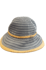 Ladies bucket hat with straw trim