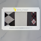 House of Tweed Luxury Mens Bamboo Socks | 3 Pairs Argyle - Just £14.99! Shop now at Warwickshire Clothing. 