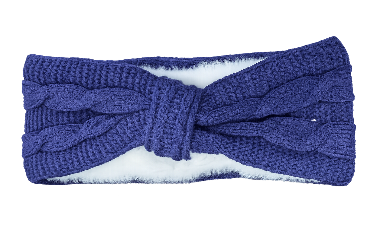 Ladies Chunky Knitted Headband with Faux Fur Lining