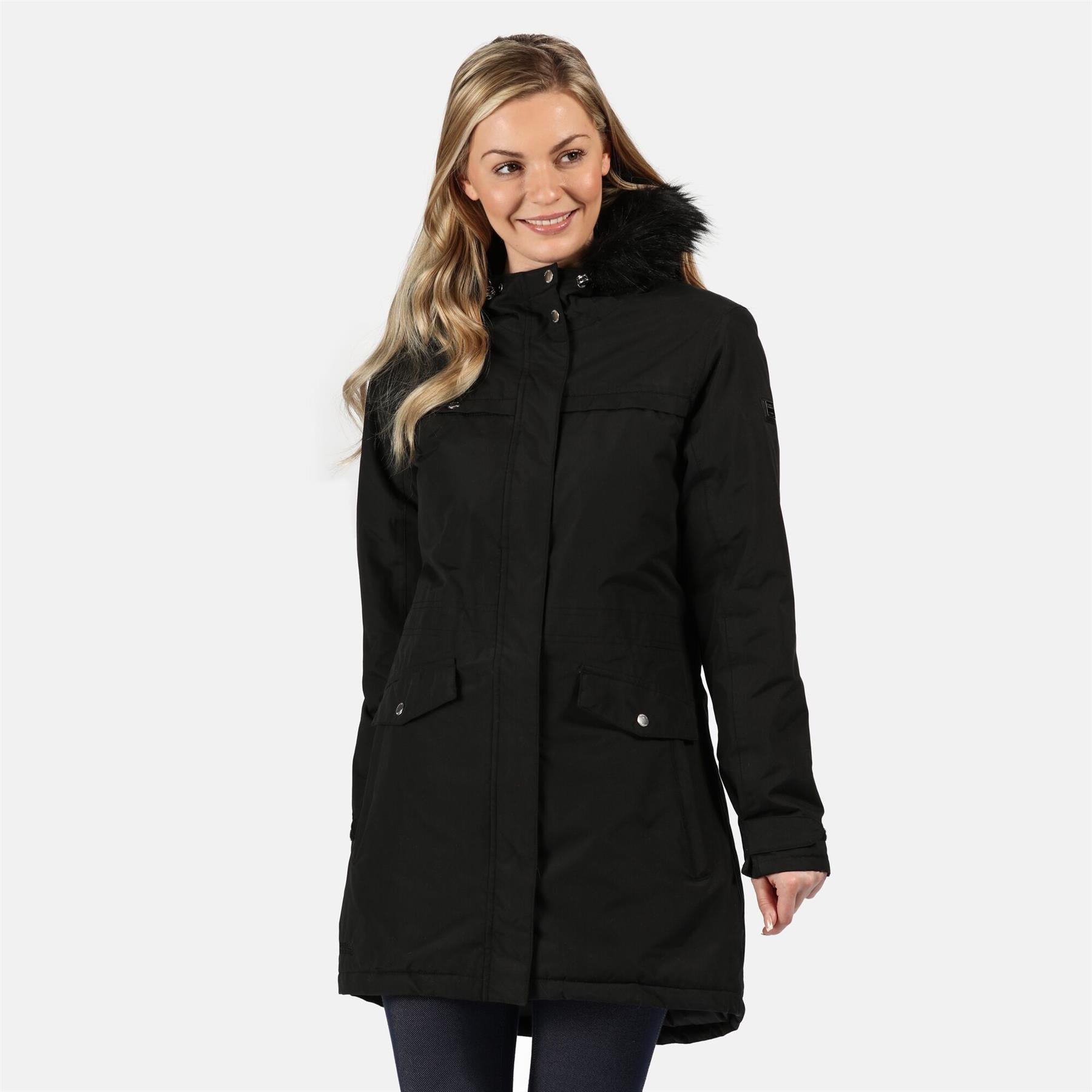   ELLESMERE PARKA FF ブラック S Regatta Womens Serleena II Waterproof Insulated Fur Trim Hooded