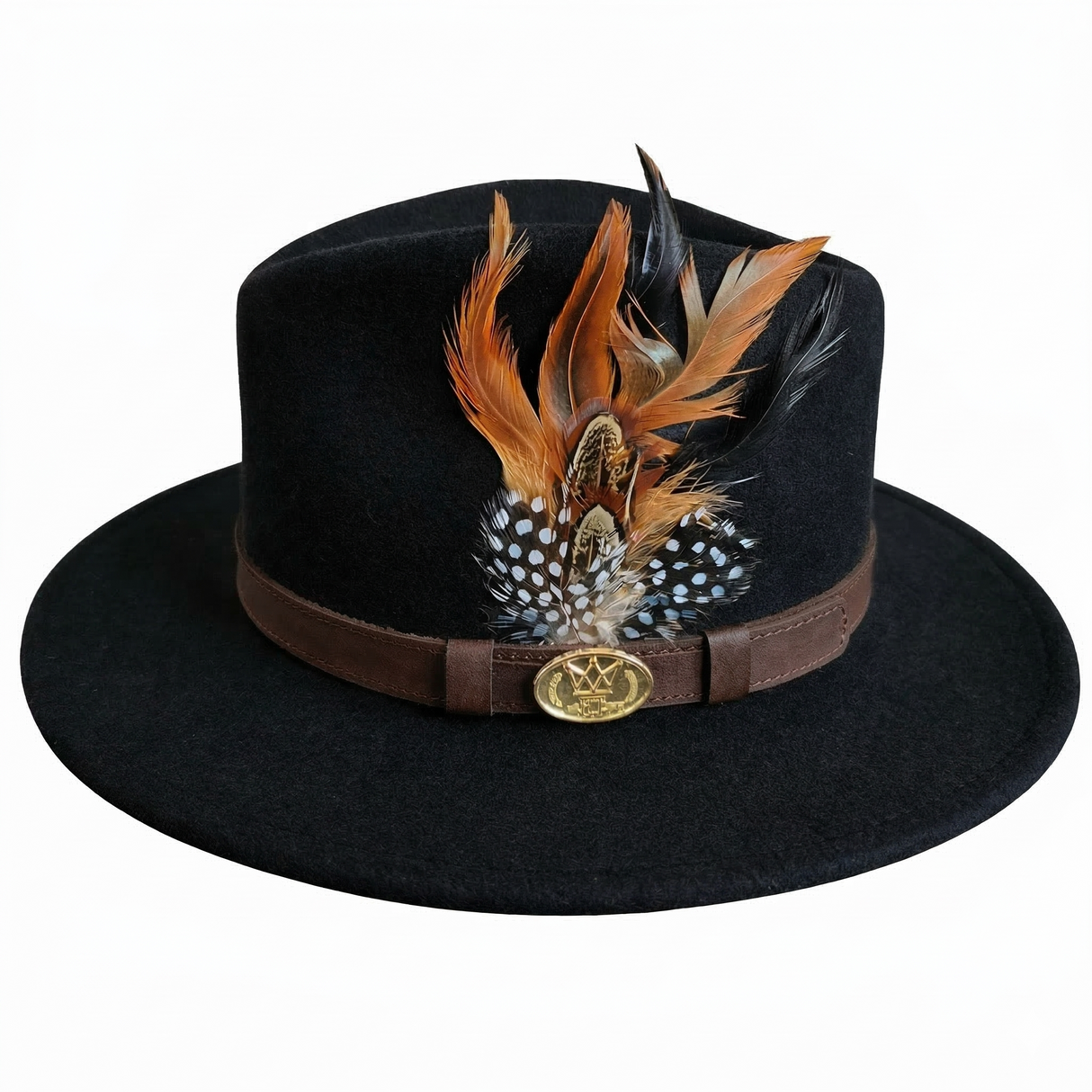 Hazy Blue Wool Felt Hat Fedora with Pheasant Feather - Megan
