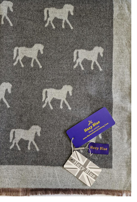 Hazy Blue Pashmina feel Luxury Ladies Womens Scarf - Horse - Just £13.99! Shop now at Warwickshire Clothing. 