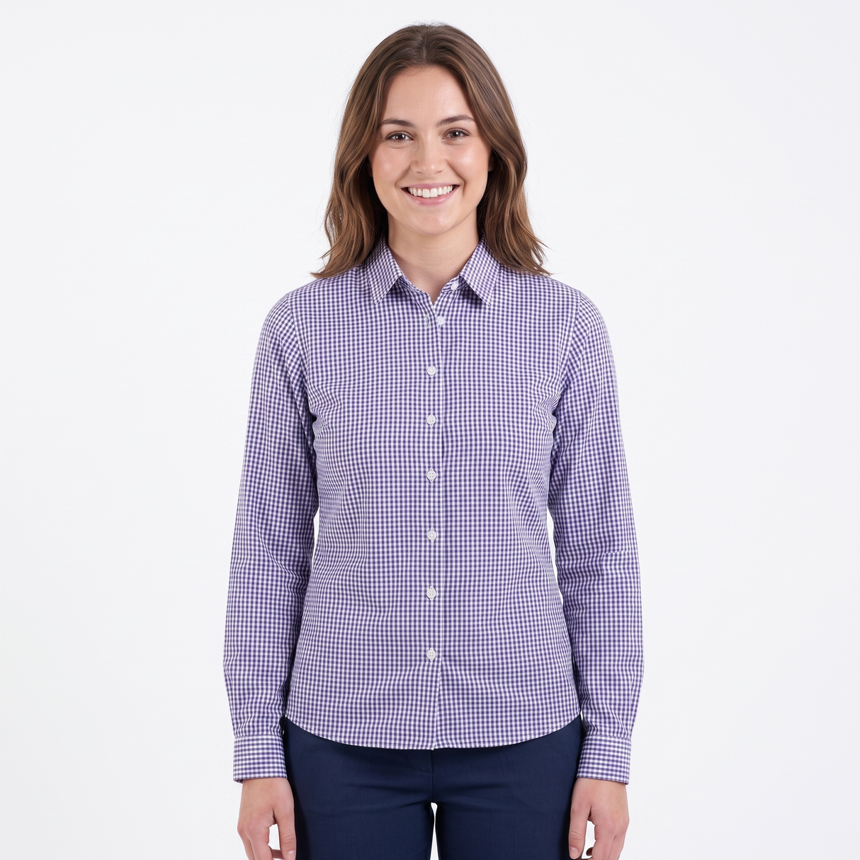 Hazy Blue Women's Cotton Long Sleeve Check Shirt - Carrie