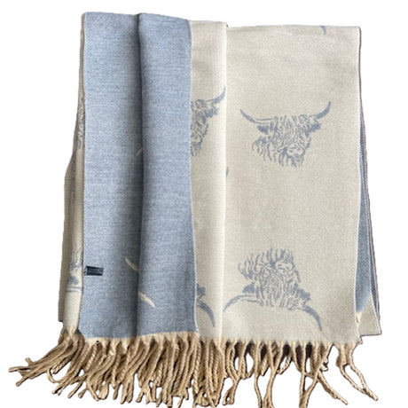 House of Tweed Reversible Highland Cow Print Scarf - Just £14.99! Shop now at Warwickshire Clothing. 