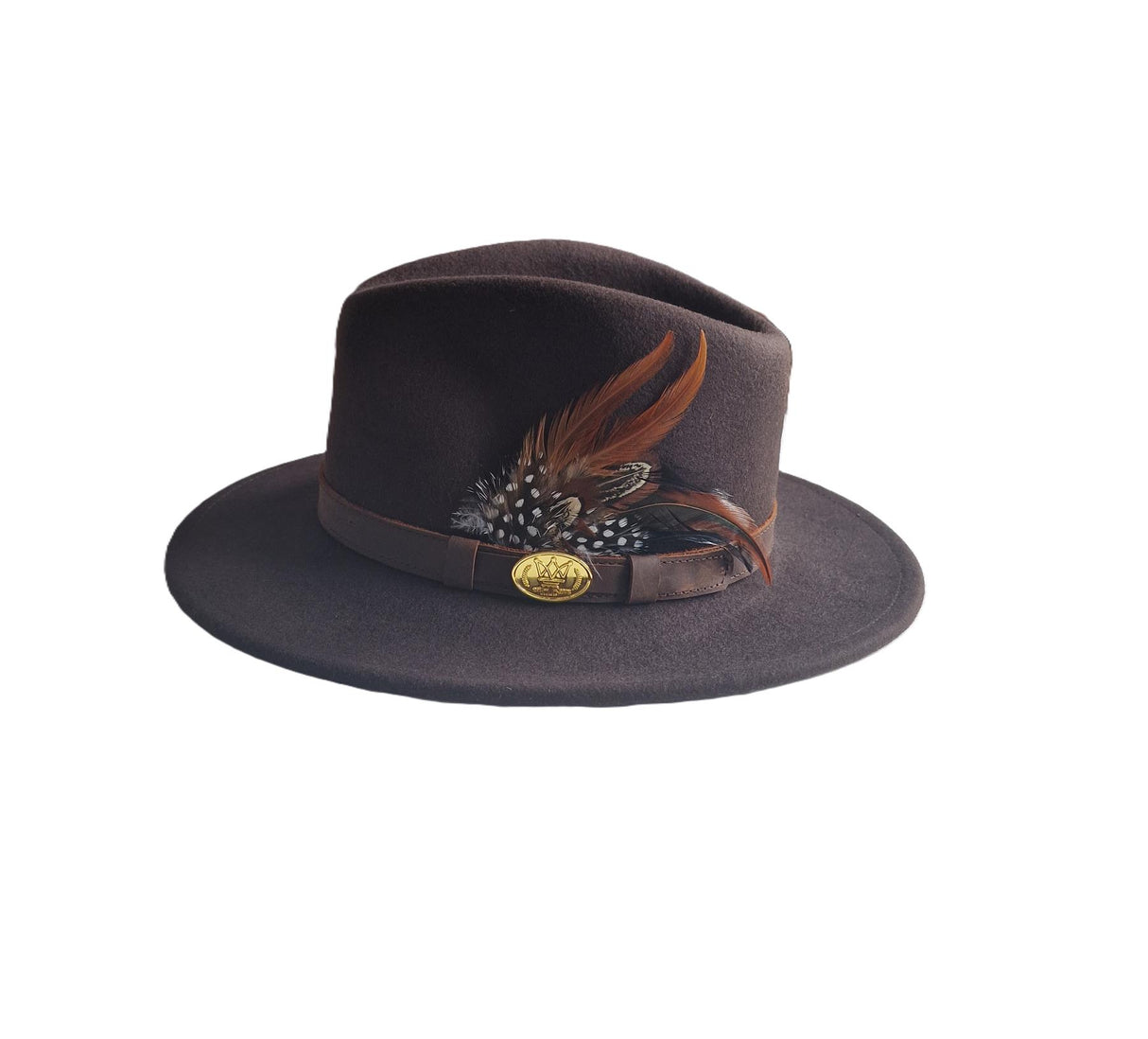 Hazy Blue Wide Brim Fedora Hat Wool Felt with Pheasant Megan - Just £29.99! Shop now at Warwickshire Clothing. 