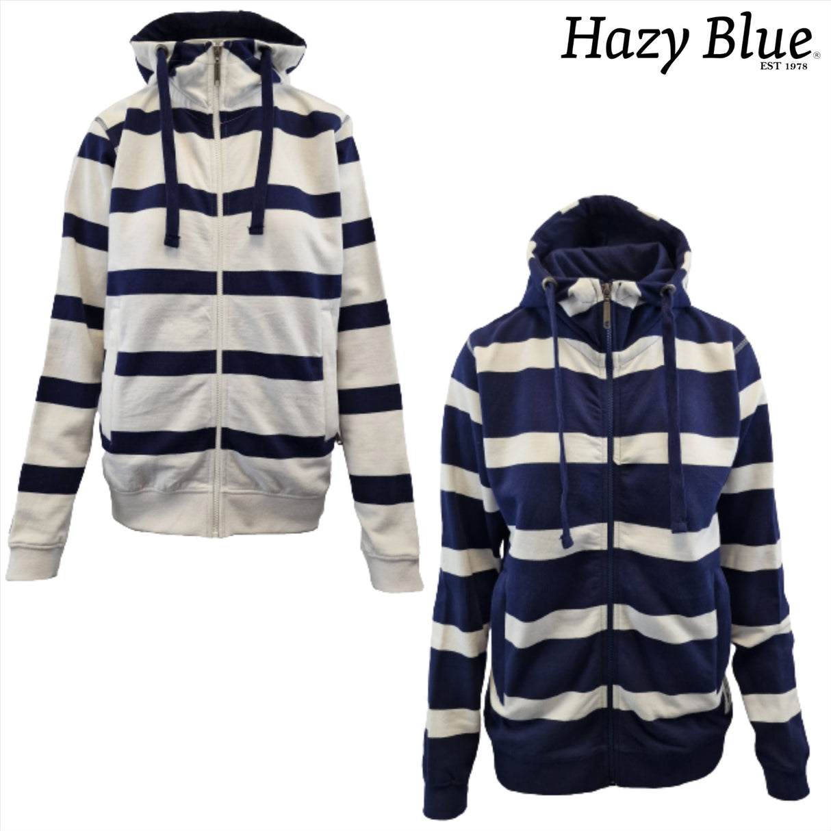 Hazy Blue Full Zip Hoodie Sweatshirts - Tessa - Just $39.99! Shop now at Warwickshire Clothing. Free Dellivery.