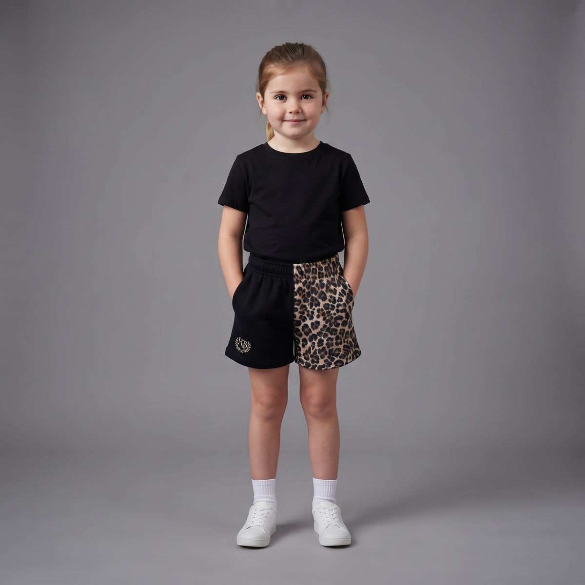 Hazy Blue Harper Colour Block Kids Shorts - Unisex