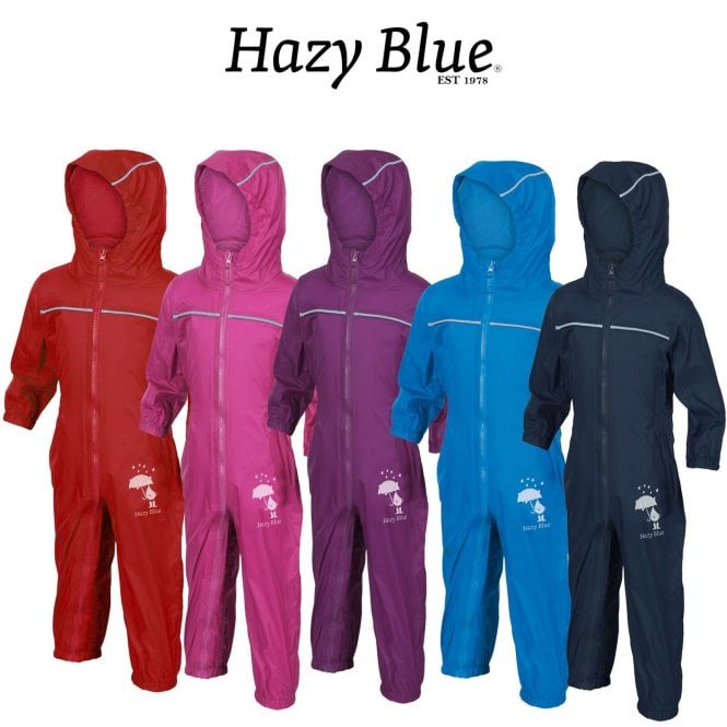 Hazy Blue Rain Drop Waterproof All In One Rain Puddle Suit