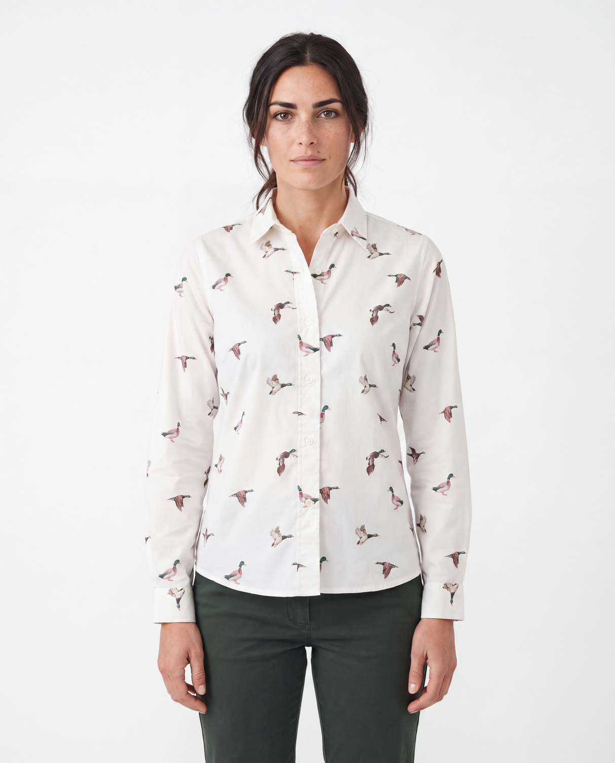 Hazy Blue Womens Long Sleeve Duck Shirt - Camila
