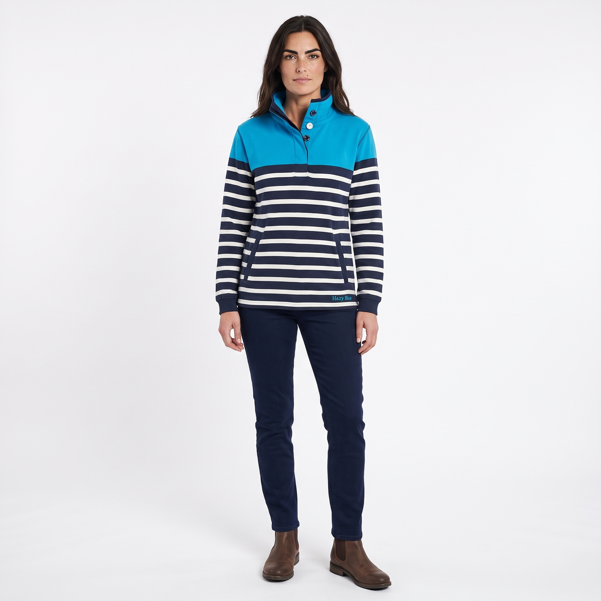 Hazy Blue Womens Pullover Sweatshirts - Tasha