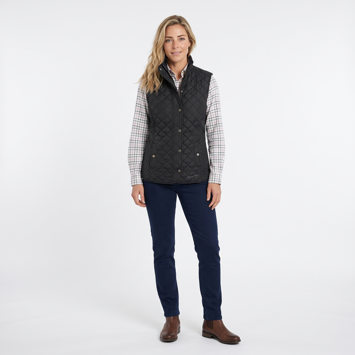 Hazy Blue Tanya Quilted Gilet: Classic Comfort, Modern Style