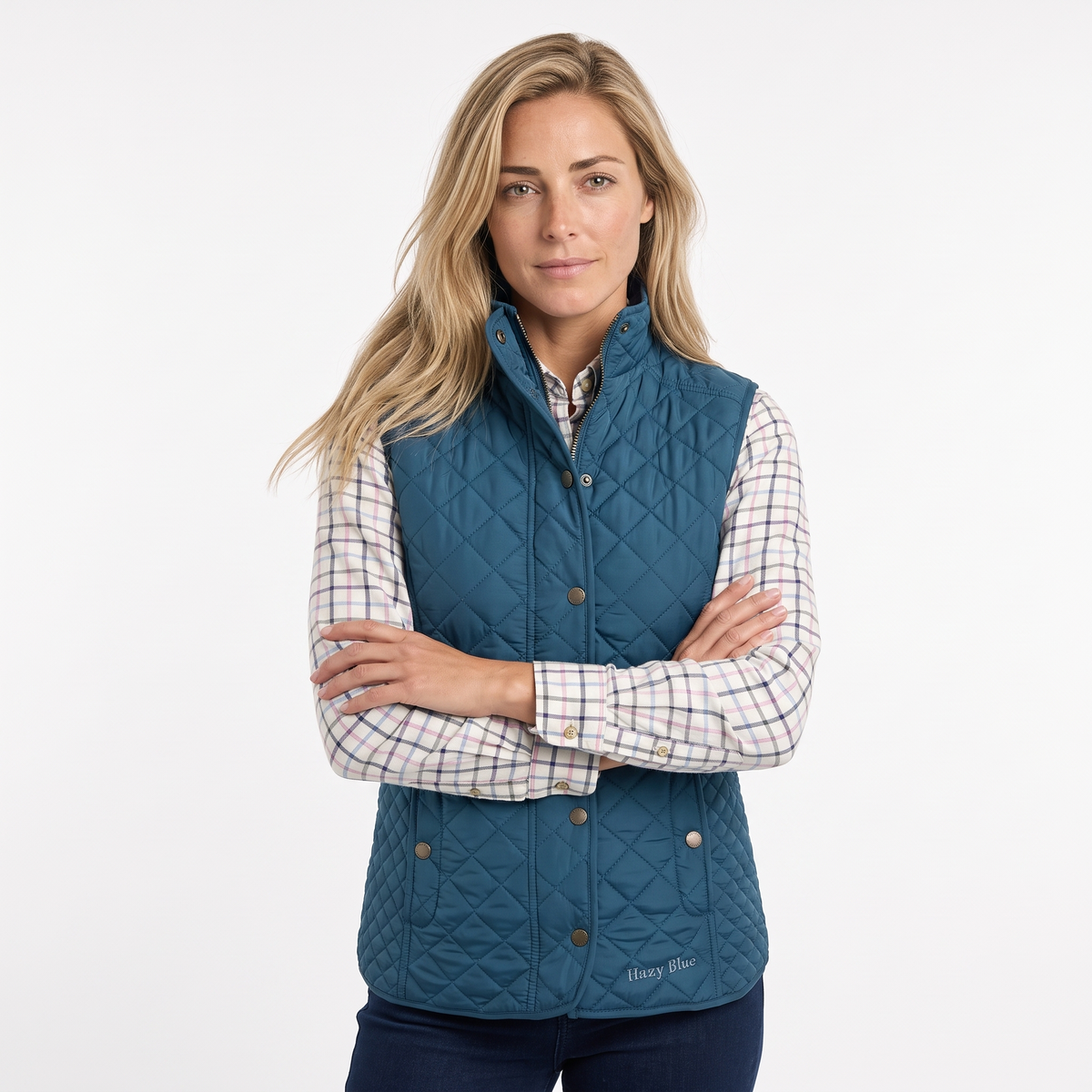 Hazy Blue Tanya Quilted Gilet: Classic Comfort, Modern Style