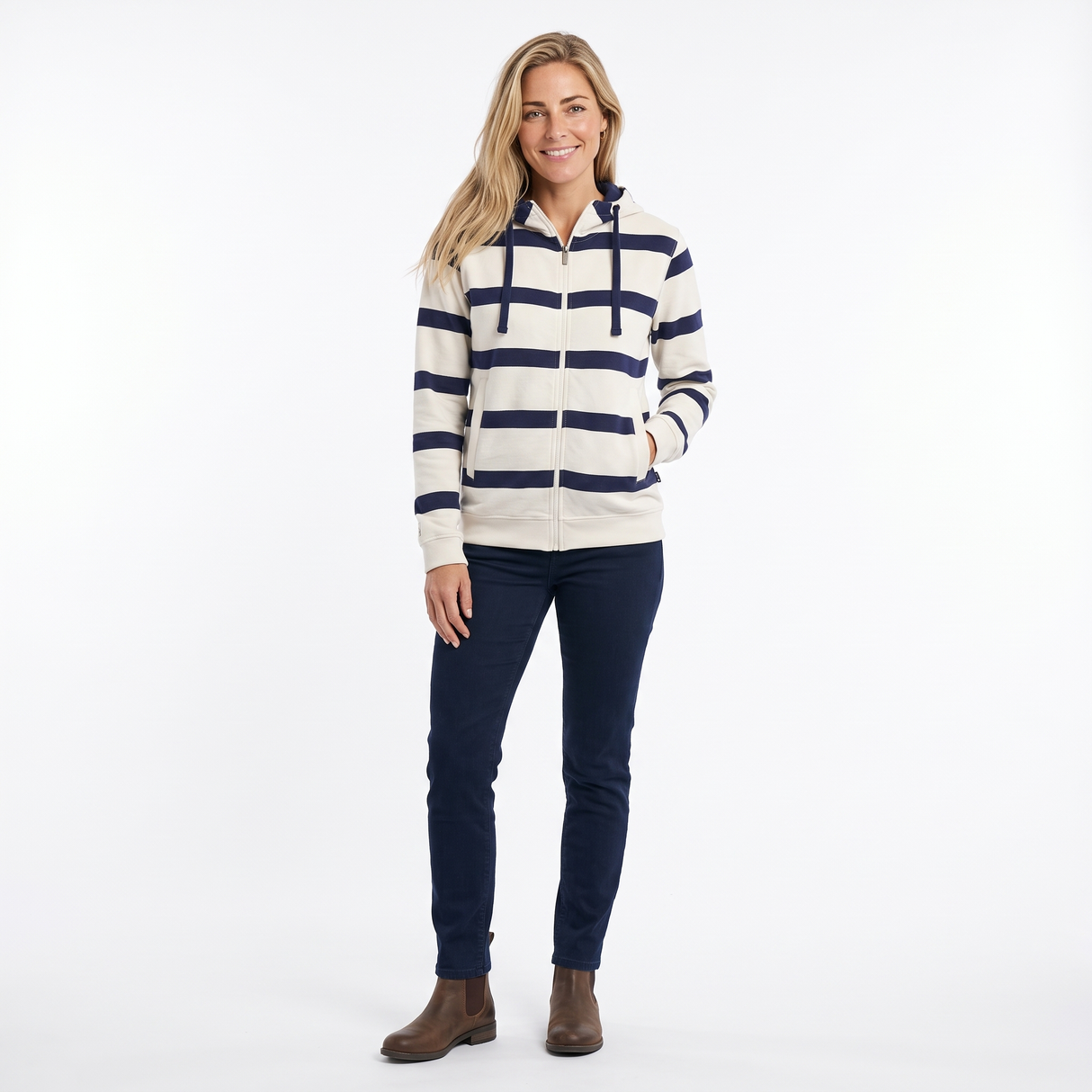 Hazy Blue Full Zip Hoodie Sweatshirts - Tessa
