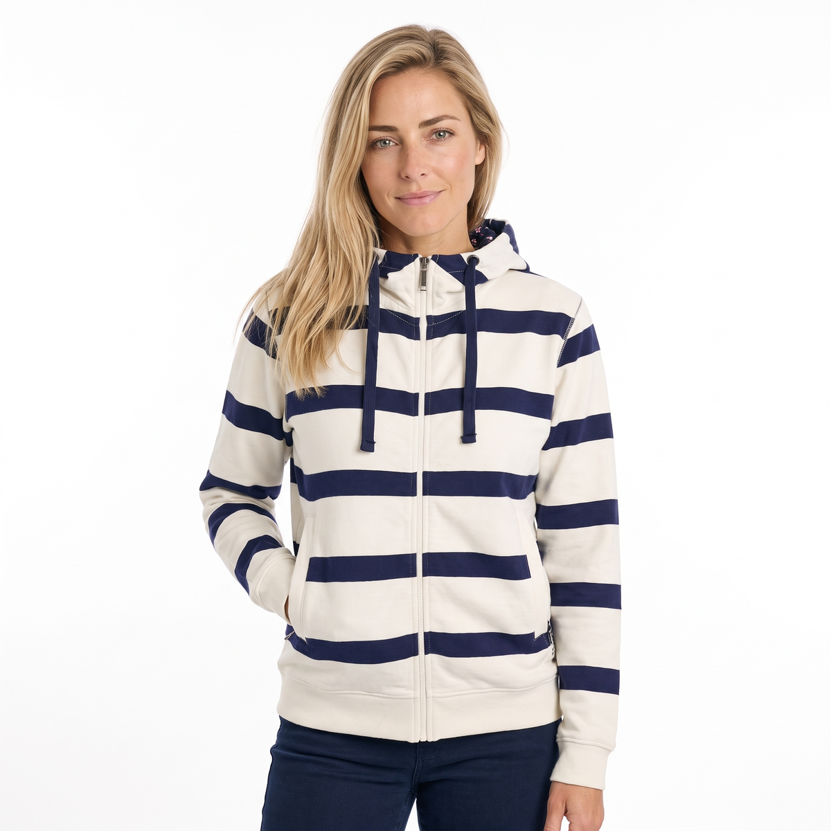 Hazy Blue Full Zip Hoodie Sweatshirts - Tessa
