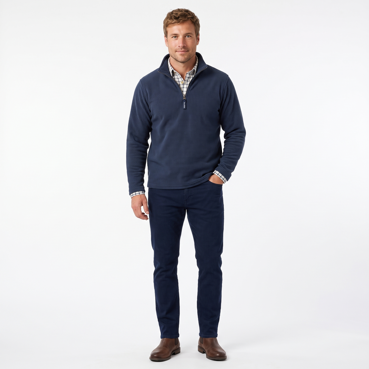Hazy Blue Mens Half Zip Pullover Fleece - Brooklyn