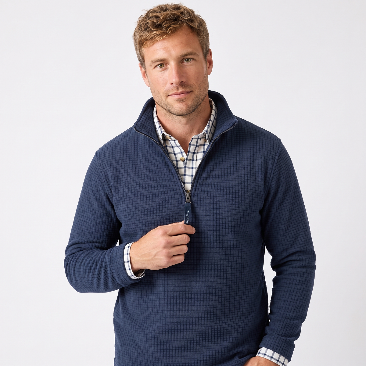 Hazy Blue Mens Half Zip Pullover Fleece - Brooklyn