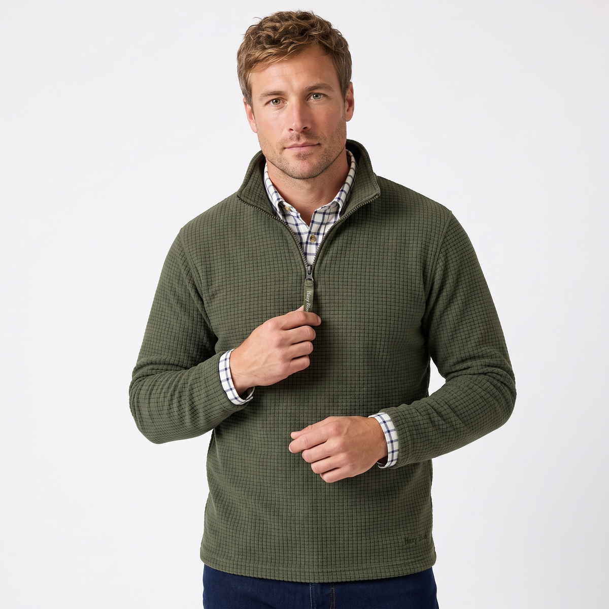 Hazy Blue Mens Half Zip Pullover Fleece - Brooklyn