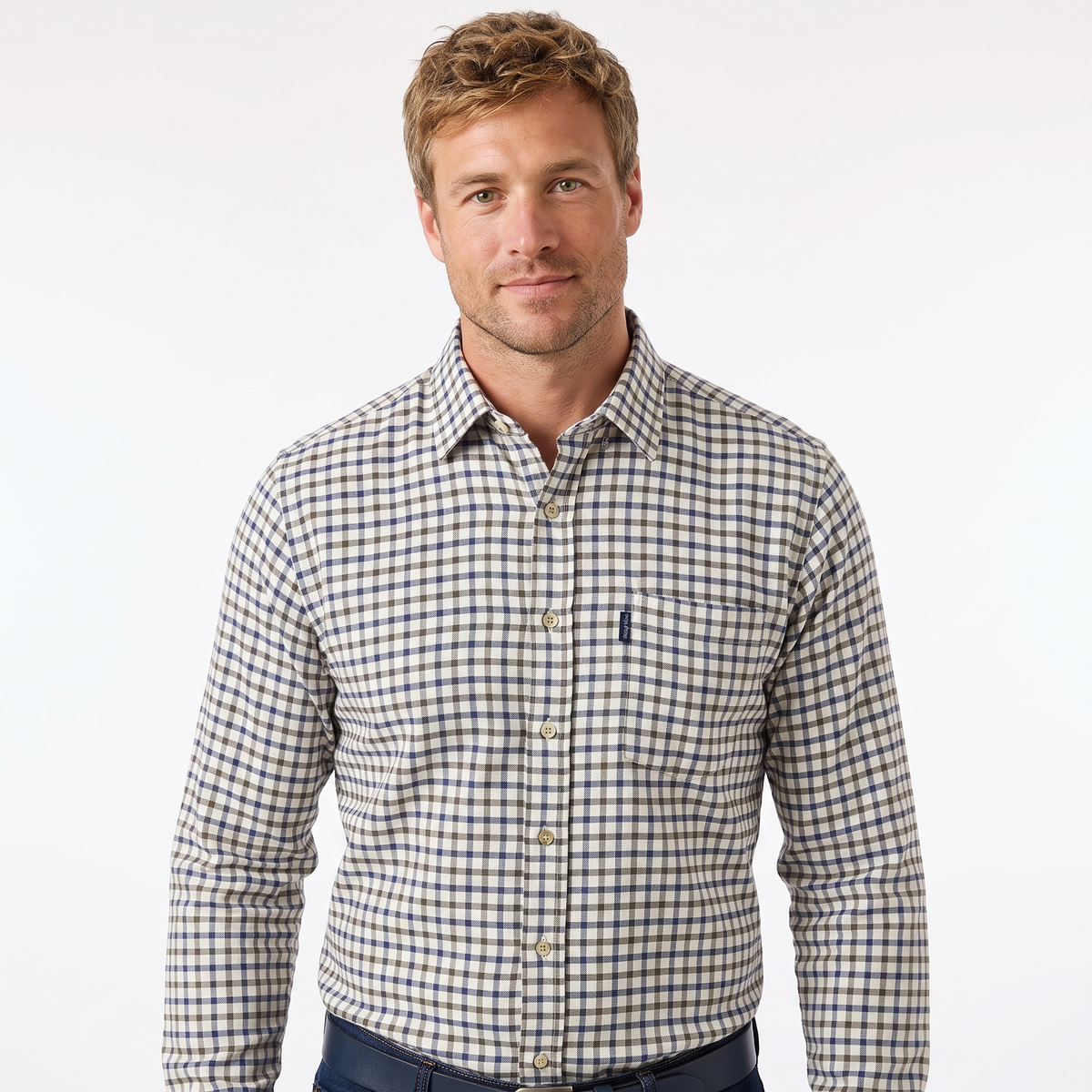 Hazy Blue Mens Casual Country Check Long Sleeve Shirts