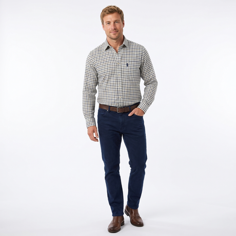 Hazy Blue Mens Casual Country Check Long Sleeve Shirts