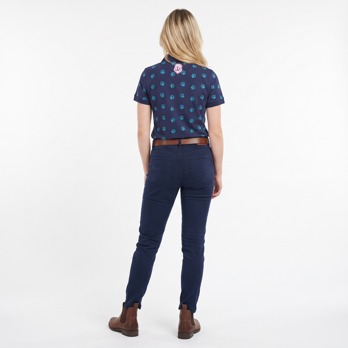 Hazy Blue Womens Short Sleeve Polo Shirt - Scarlett