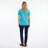 Hazy Blue Womens Short Sleeve Polo Shirt - Scarlett