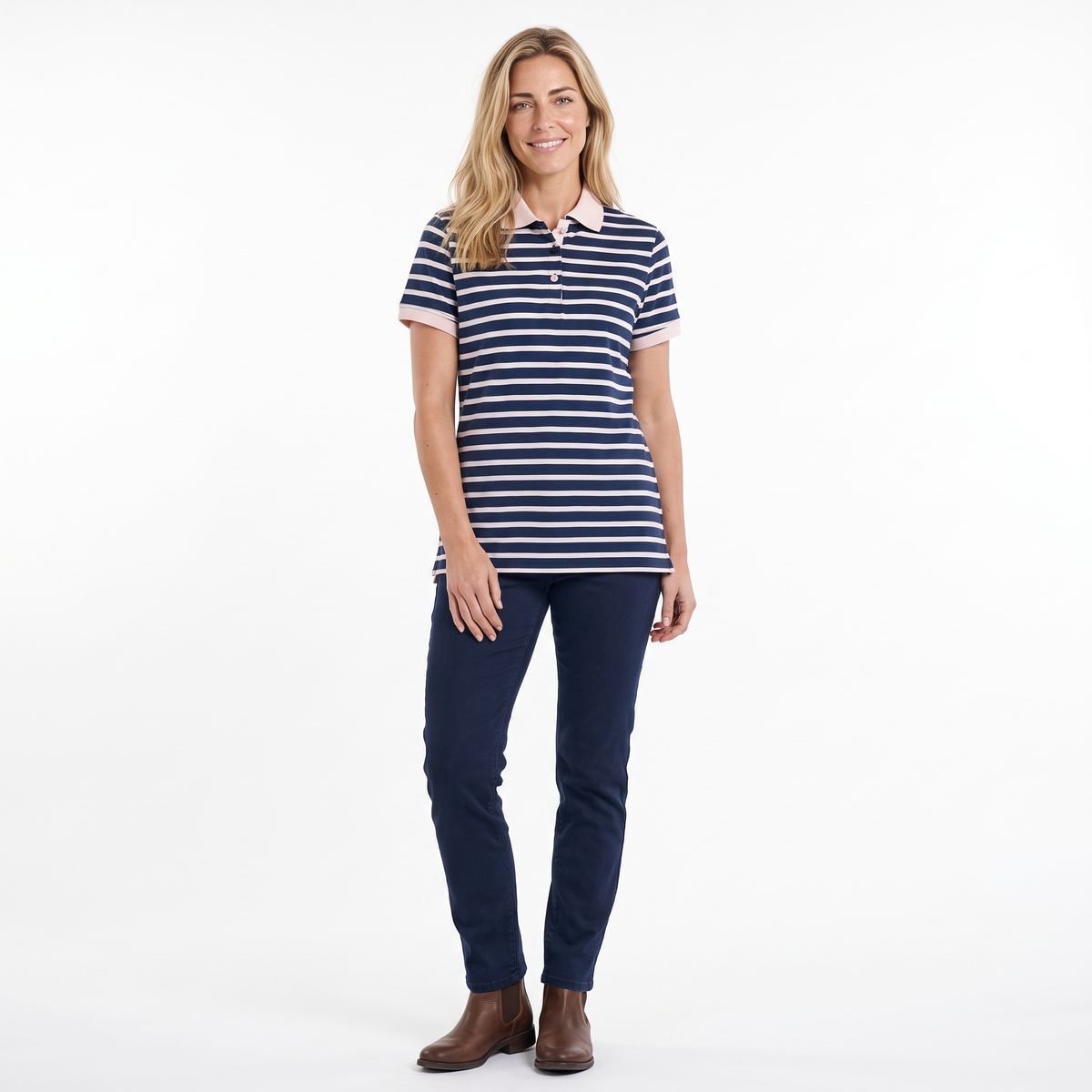 Hazy Blue Womens Short Sleeve Polo Shirt - Zoe