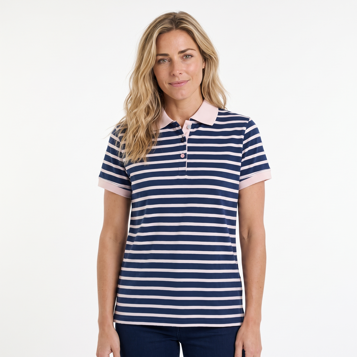 Hazy Blue Womens Short Sleeve Polo Shirt - Zoe