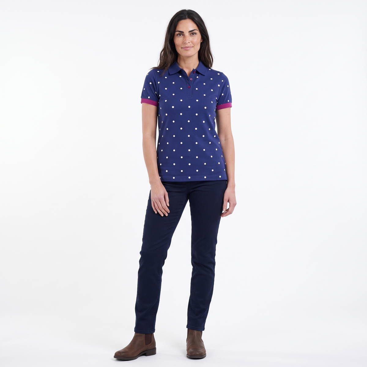 Hazy Blue Womens Short Sleeve Polo Shirt - Lilly