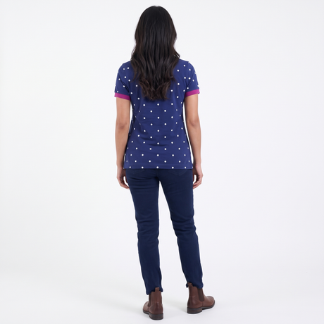 Hazy Blue Womens Short Sleeve Polo Shirt - Lilly