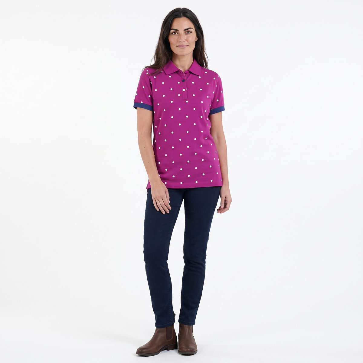 Hazy Blue Womens Short Sleeve Polo Shirt - Lilly