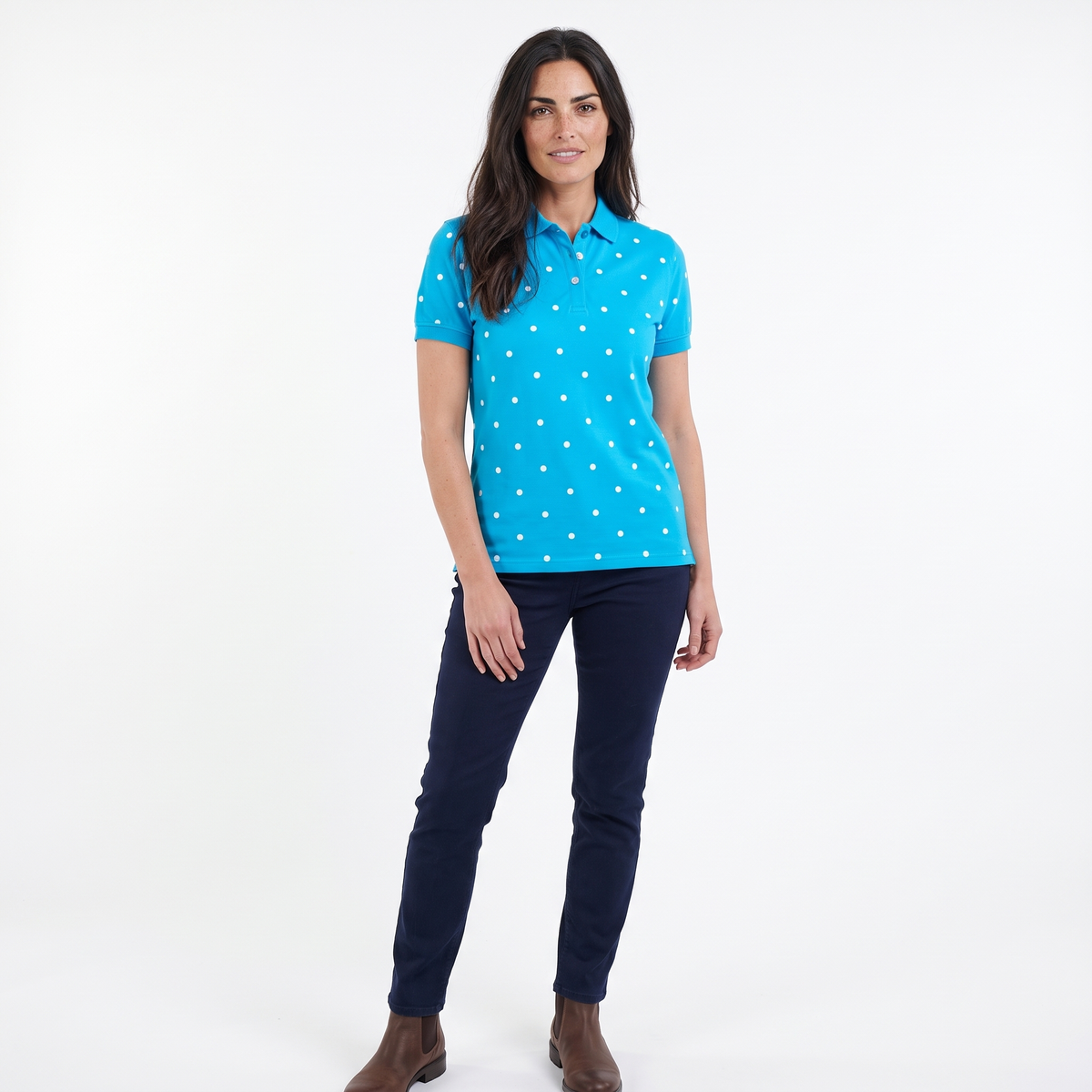 Hazy Blue Womens Short Sleeve Polo Shirt - Lilly