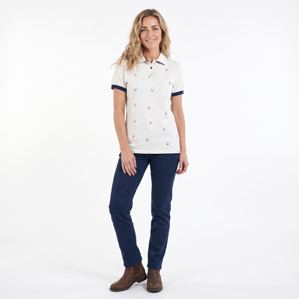 Hazy Blue Womens Short Sleeve Polo Shirt - Pippa