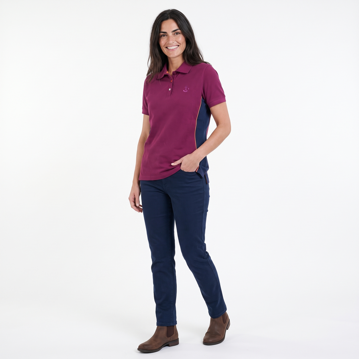 Hazy Blue Womens Short Sleeve Polo Shirt - Mia II