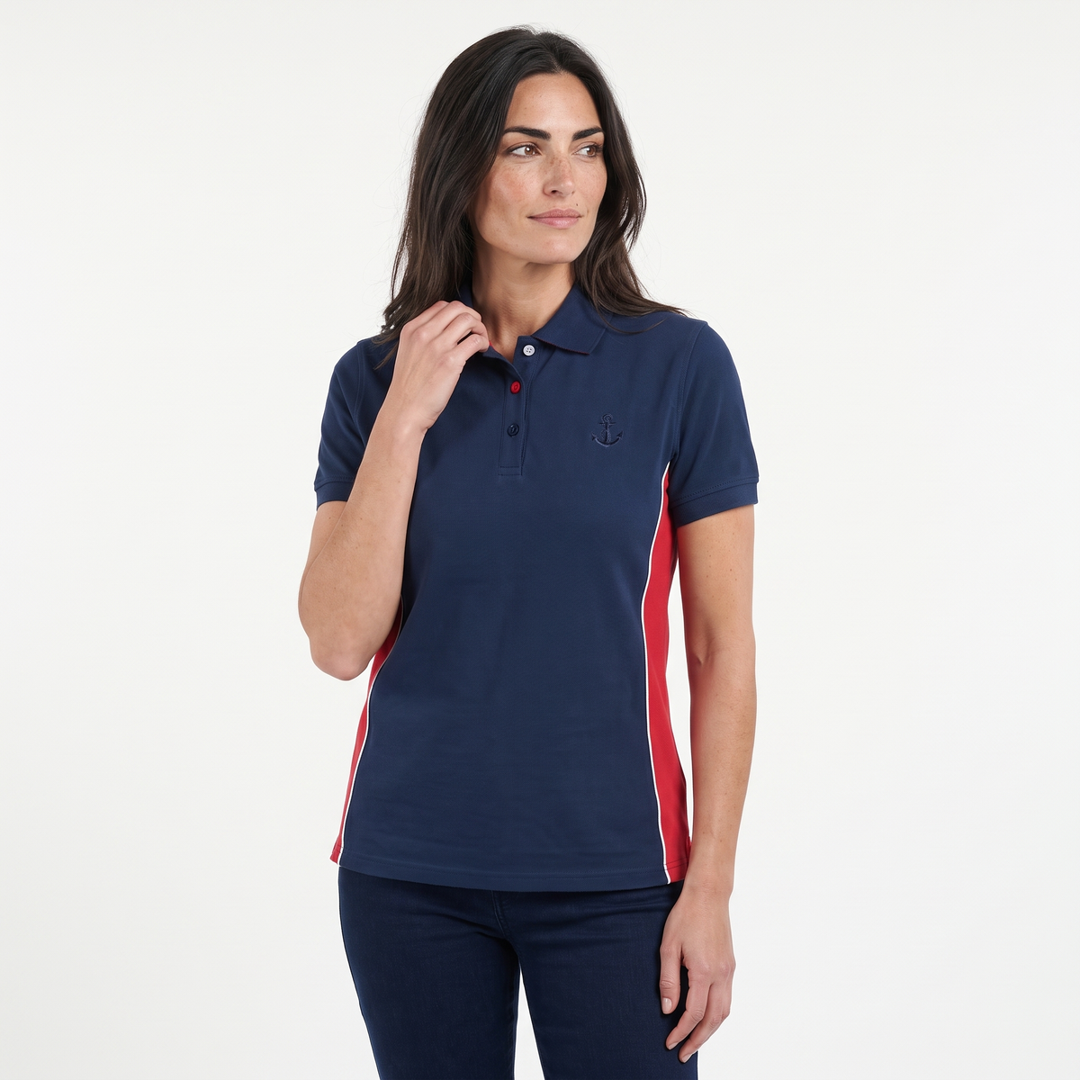 Hazy Blue Womens Short Sleeve Polo Shirt - Mia II