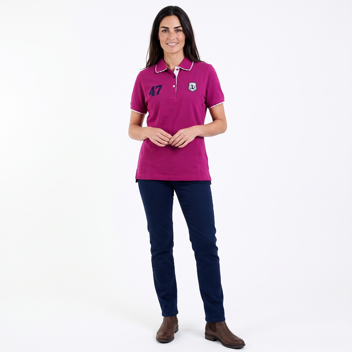 Hazy Blue Womens Short Sleeve Polo Shirt - Abby