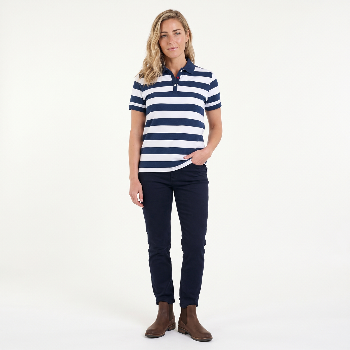Hazy Blue Womens Short Sleeve Polo Shirt - Sienna