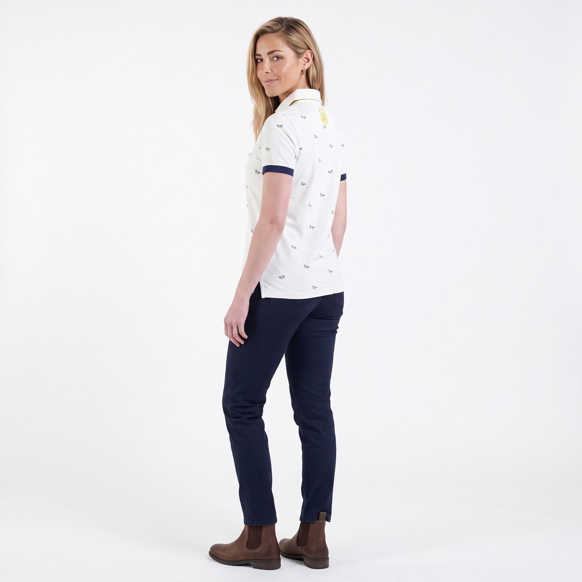 Hazy Blue Womens Cotton Short Sleeve Polo Shirt - Poppy II