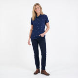 Hazy Blue Womens Cotton Short Sleeve Polo Shirt - Poppy II