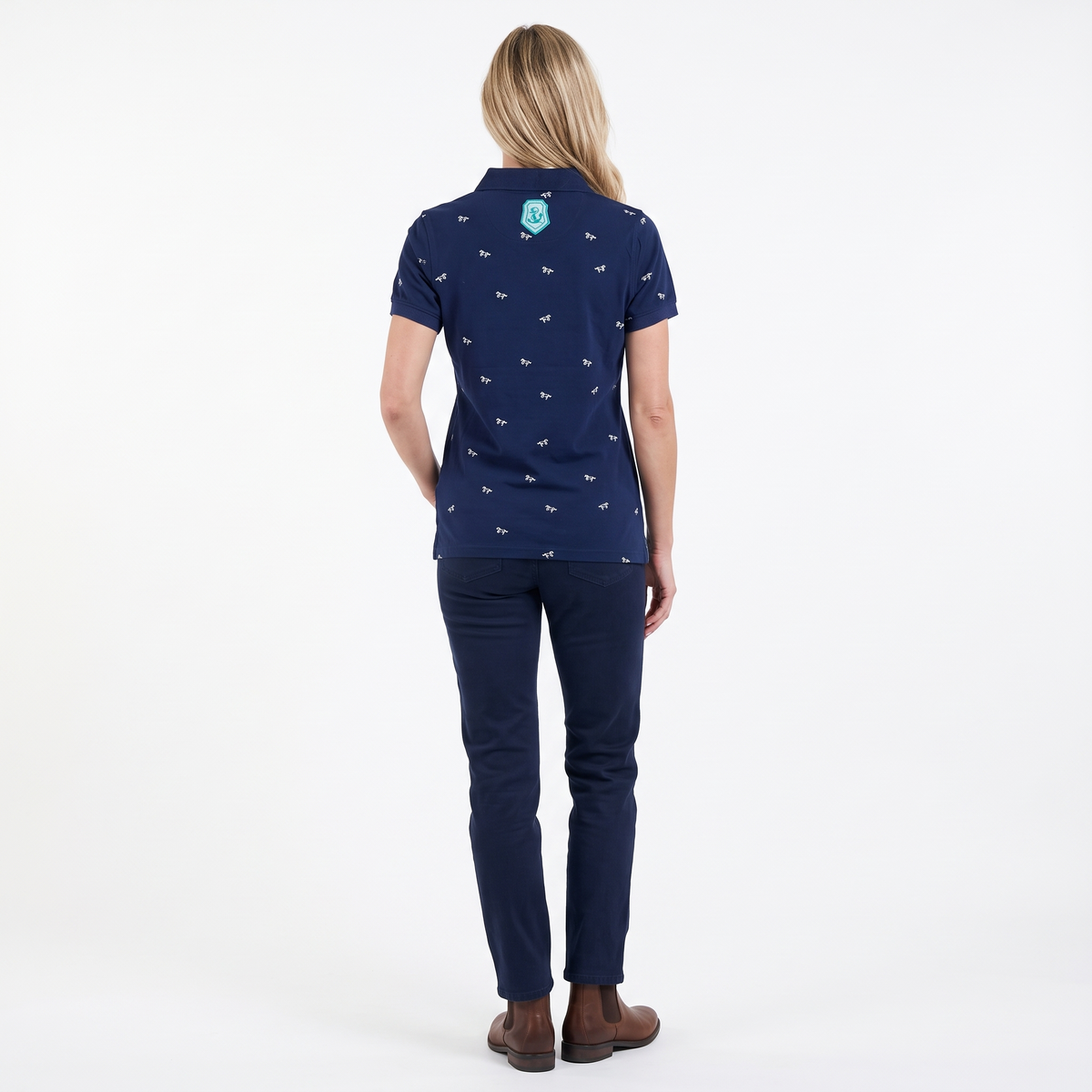 Hazy Blue Womens Cotton Short Sleeve Polo Shirt - Poppy II