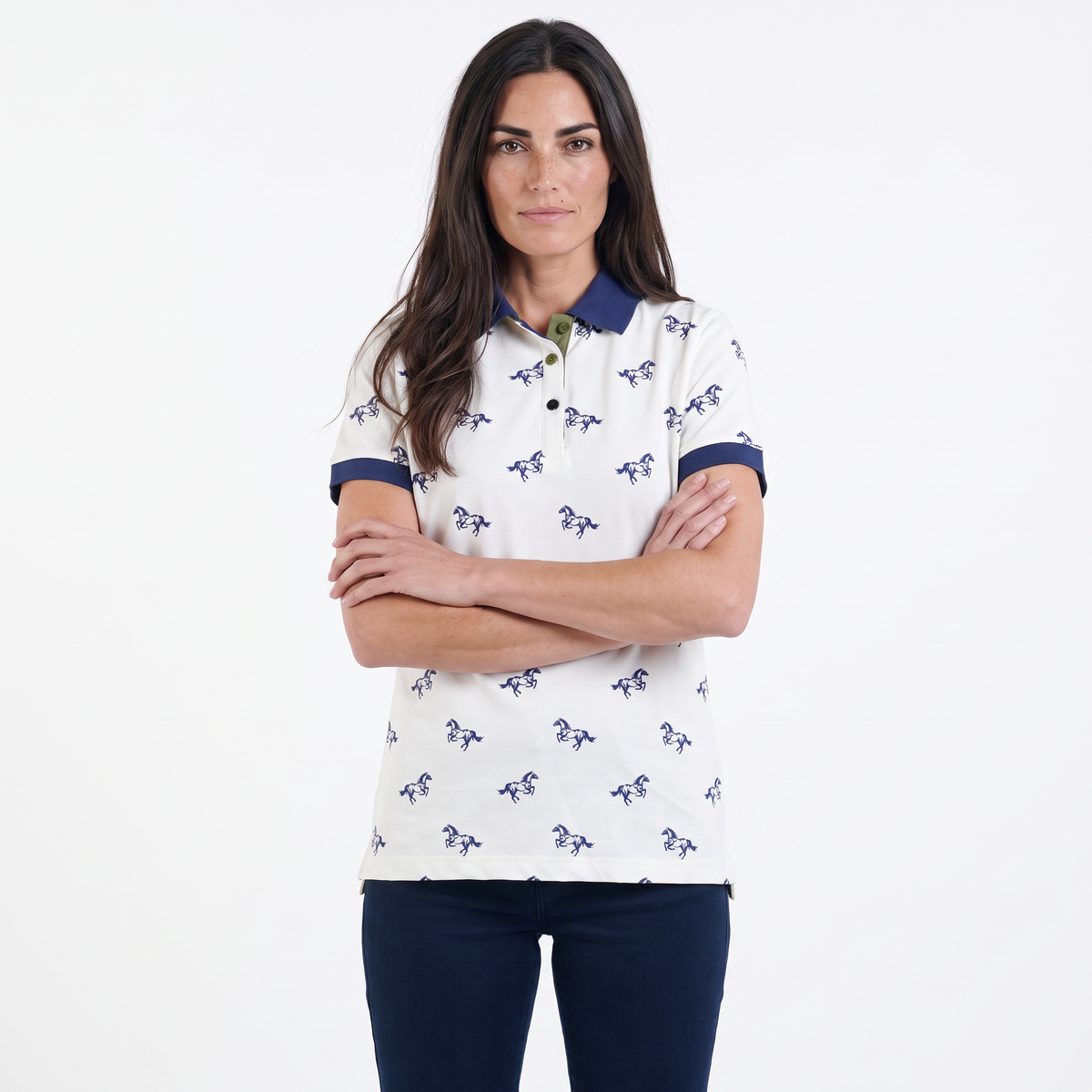Hazy Blue Womens Cotton Short Sleeve Polo Shirt - Poppy