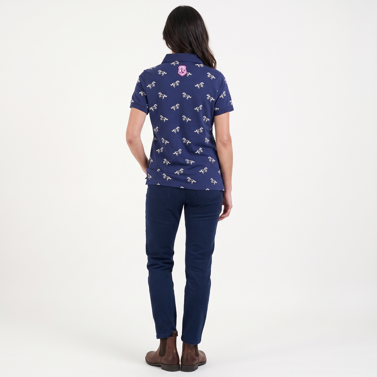 Hazy Blue Womens Cotton Short Sleeve Polo Shirt - Poppy