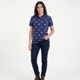 Hazy Blue Womens Cotton Short Sleeve Polo Shirt - Poppy